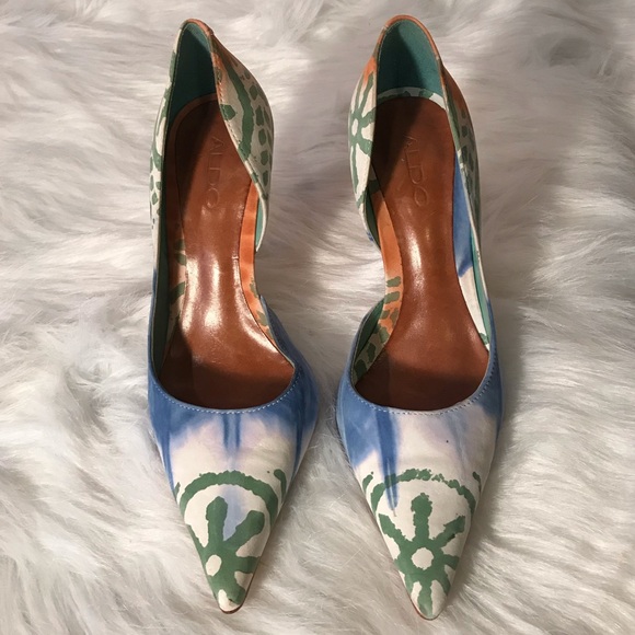 Aldo Shoes - Boho Festival D'orsay Heels Blue Green White Tan
